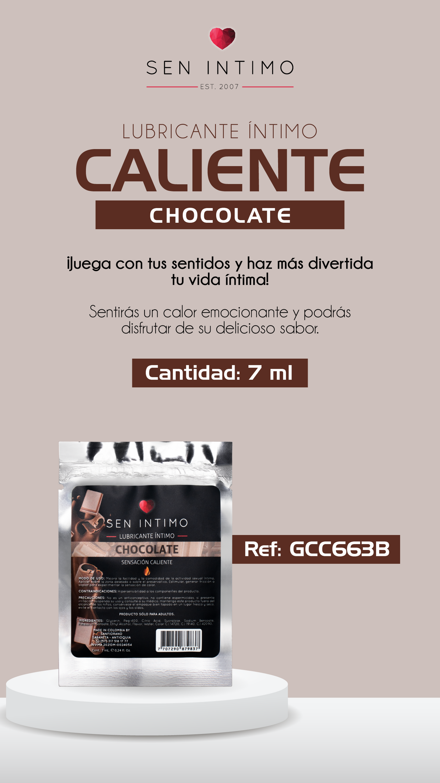 LUBRICANTE INTIMO CHOCOLATE SACHET 7 ML