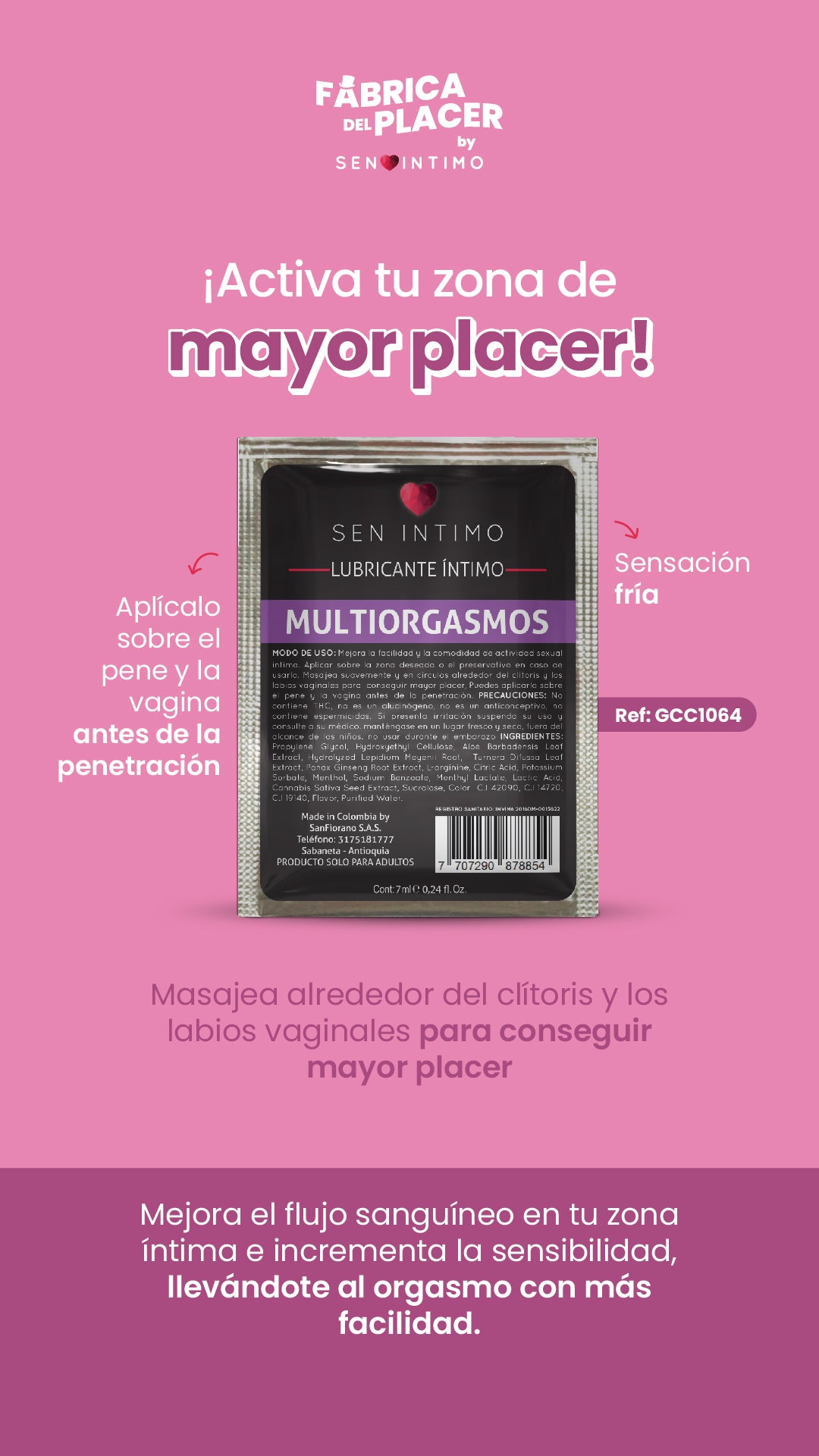 LUBRICANTE INTIMO MULTIORGASMOS SACHET 7 ML