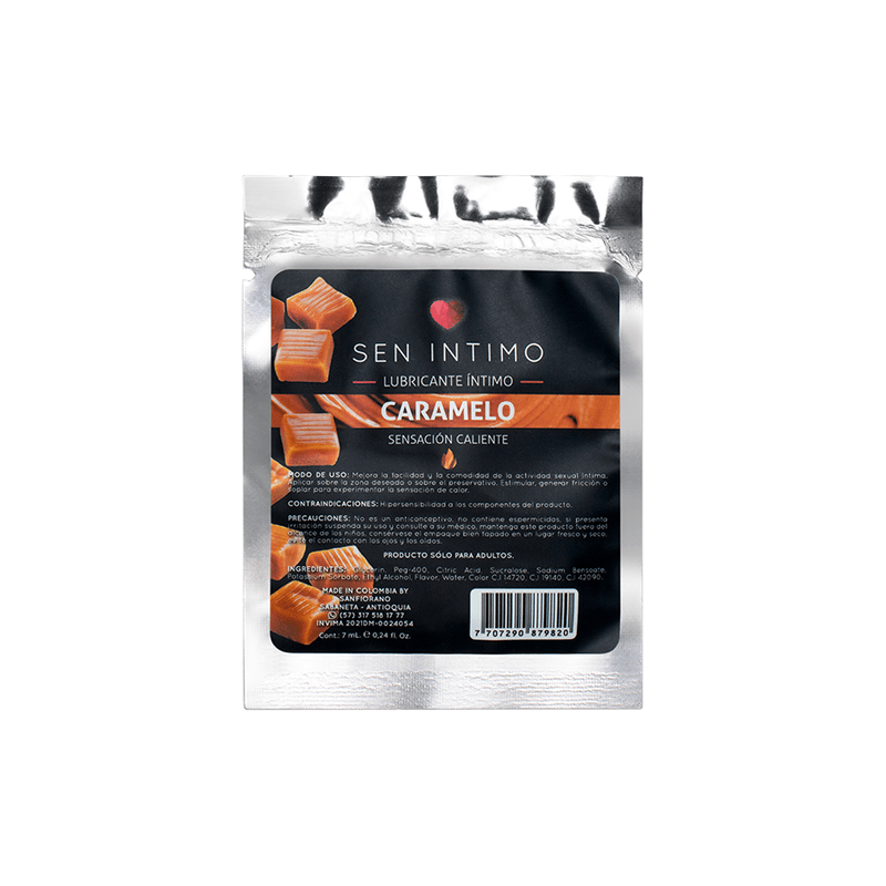 LUBRICANTE INTIMO CARAMELO SENSACION CALIENTE 7 ML SEN INTIMO