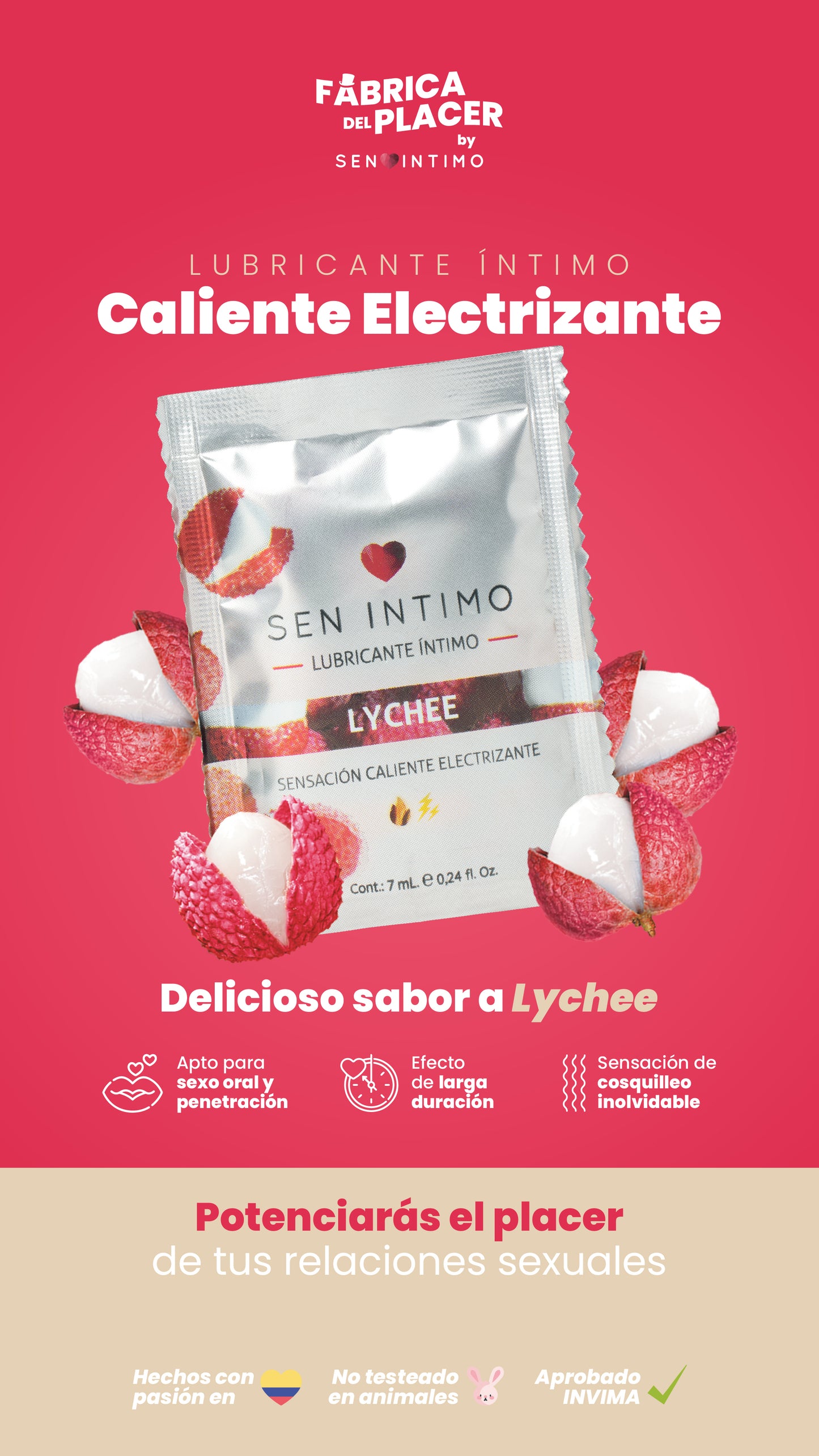 LUBRICANTE INTIMO ELECTRIZANTE CALIENTE LYCHEE 7 ML