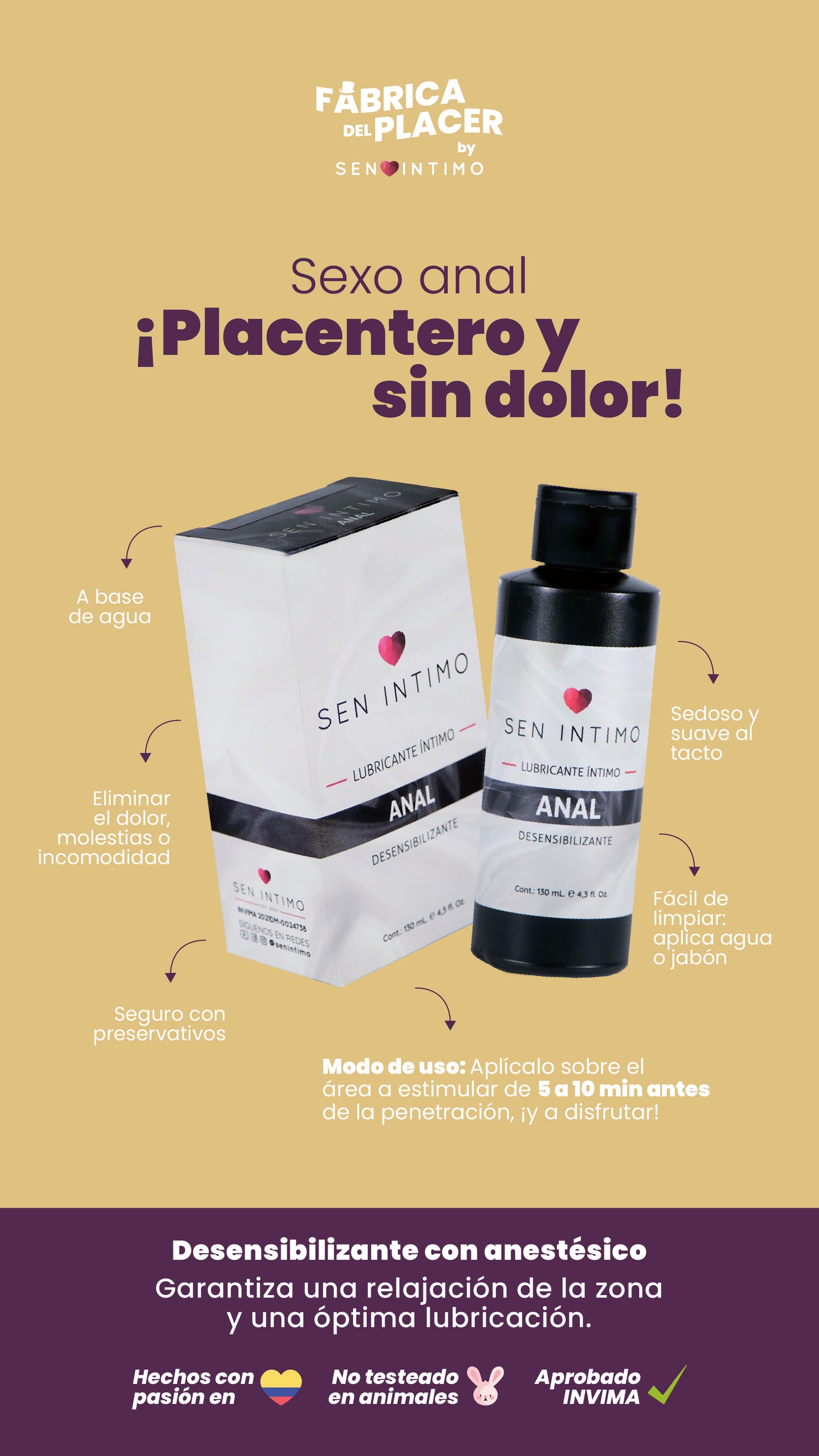 LUBRICANTE INTIMO ANAL DESENSIBILIZANTE 130 ML SEN INTIMO