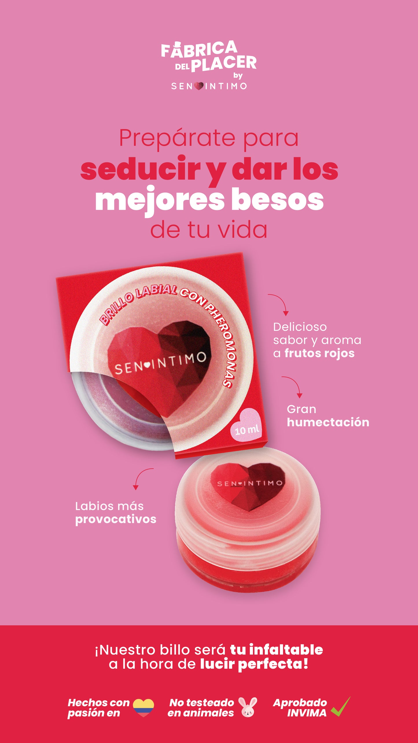 BRILLO LABIAL X 10 ML FRUTOS ROJOS SEN INTIMO